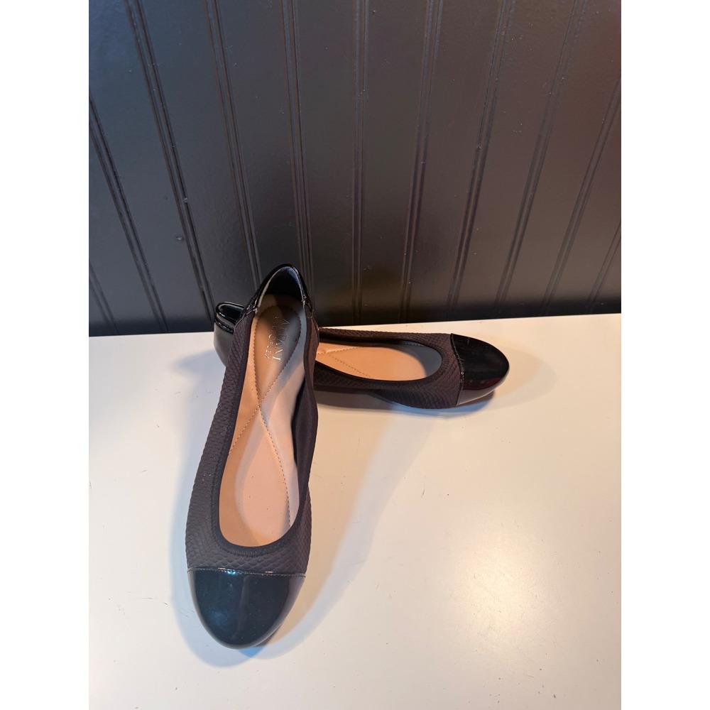 Alfani Step N Flex Black Quilted Patent Cap Toe Ballet Flats Womens 9.5M
